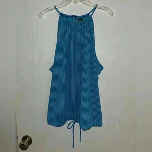 Worthington XXL sleeveless top lightblue with black strips